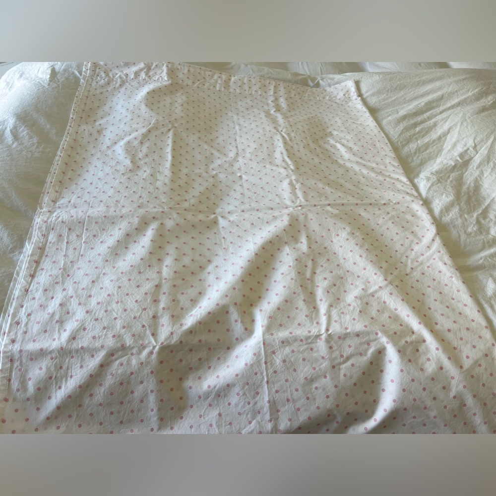 Pottery Barn Kids | Dottie Pink White Polka Dot | Twin Flat Sheet - Picture 4 of 5